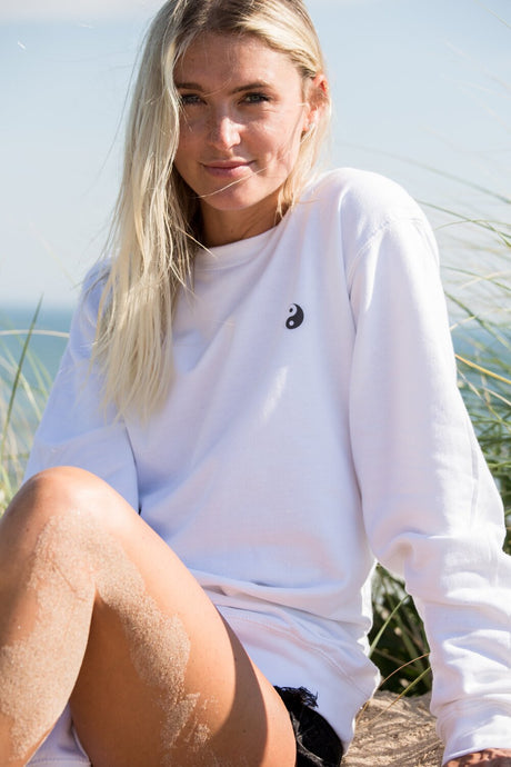 shop_name] | Sweatshirts | Tillie Crew - White w/Yin + Yang